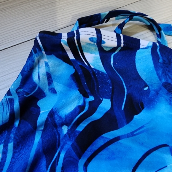 Peyton and Parker Blue marble cross strap swimsuit for baby Size 3-6 mo NWT - Picture 10 of 11